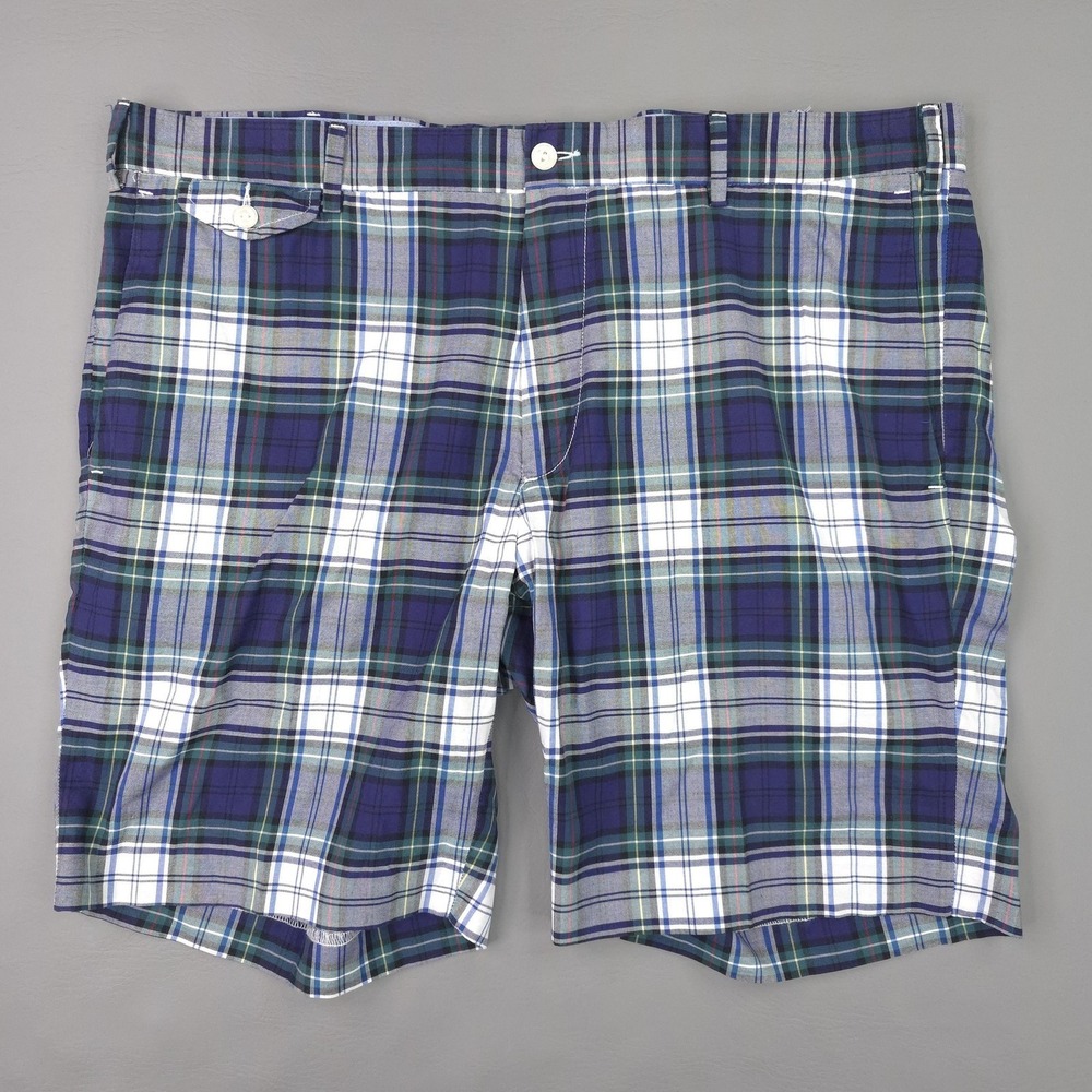 Polo Ralph Lauren Shorts Mens 38 Blue Plaid Slim GI Fit 8 Inch Chino Flat Front